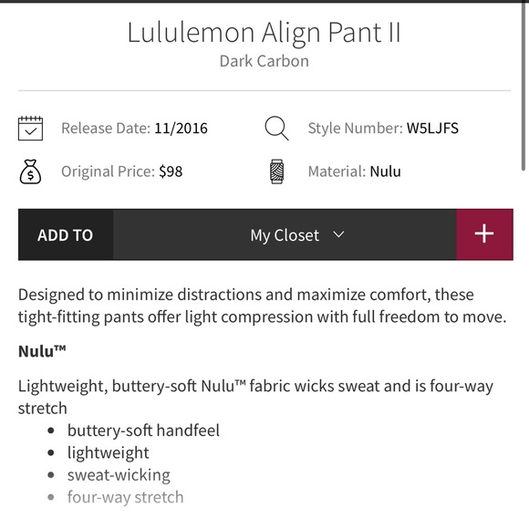 EUC! LLL Align Pant in “dark carbon” grey - Picture 6 of 11